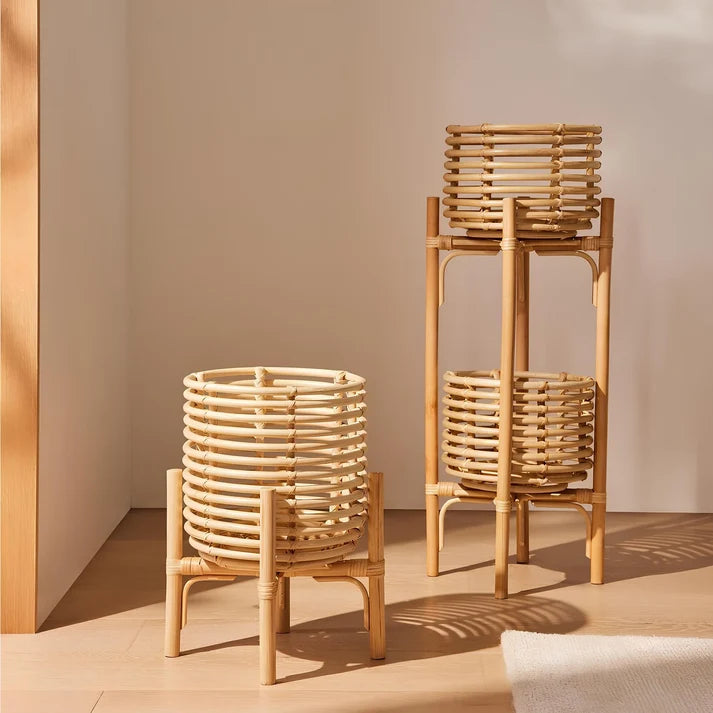Rattan Planter with Stand | Bamboo Plant Pot in 5 Sizes - Pryorson