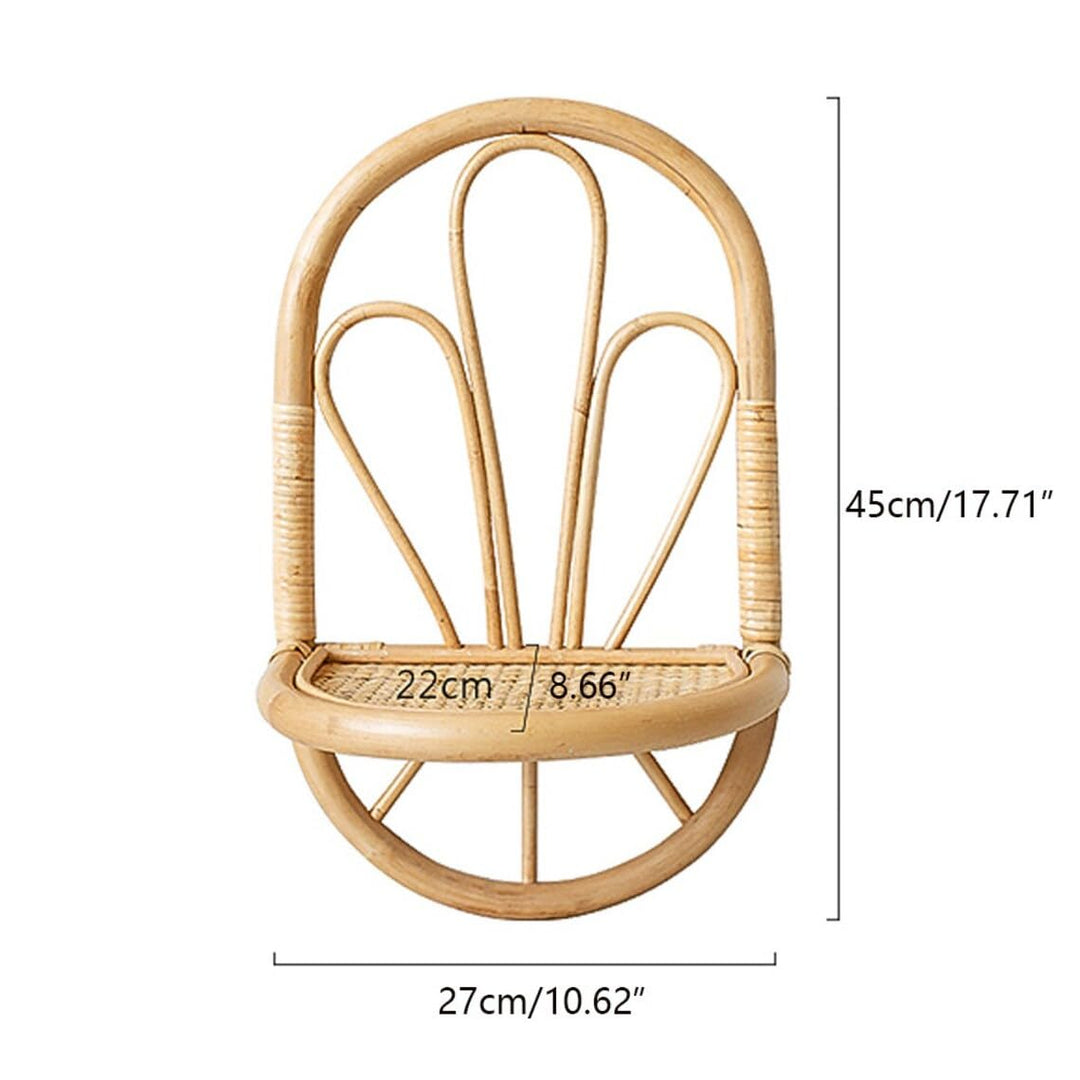 Luxury Rattan Handicrafts  Rattan Arc Wall Shelf, Indoor Plant Holder, Plant Shelf for Hallways, Decor Holder, Handmade Natural Rattan Organiser -