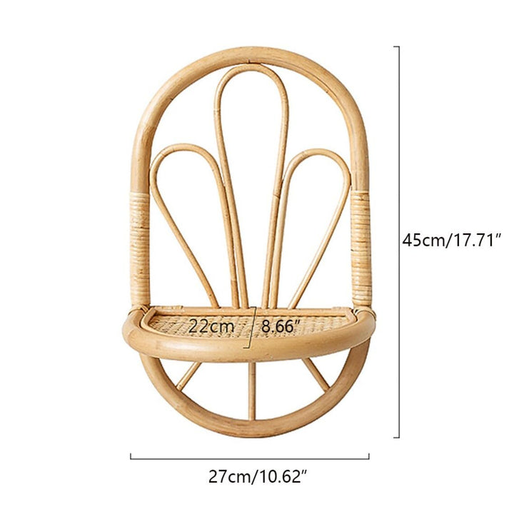Luxury Rattan Handicrafts  Rattan Arc Wall Shelf, Indoor Plant Holder, Plant Shelf for Hallways, Decor Holder, Handmade Natural Rattan Organiser -