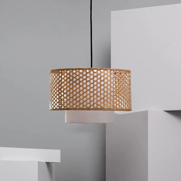 Bamboo Ceiling Light for Kitchen | Rattan Flush Mount Lamp - Amari