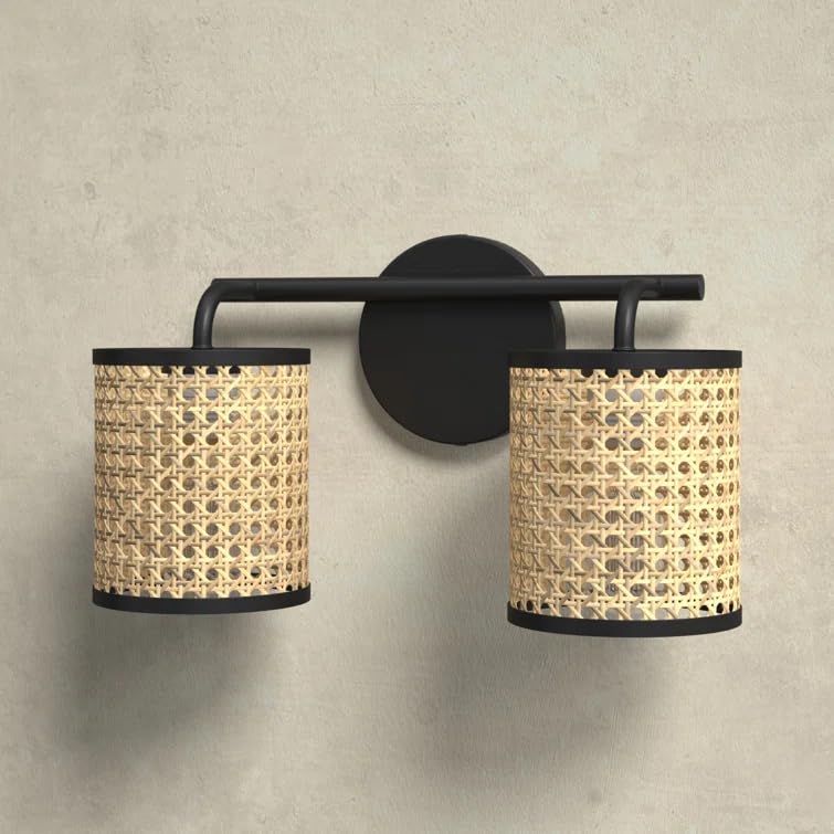 Wicker Wall Light for Living Room | Bamboo Wall Lamp - Azure