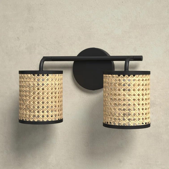 Wicker Wall Light for Living Room | Bamboo Wall Lamp - Azure