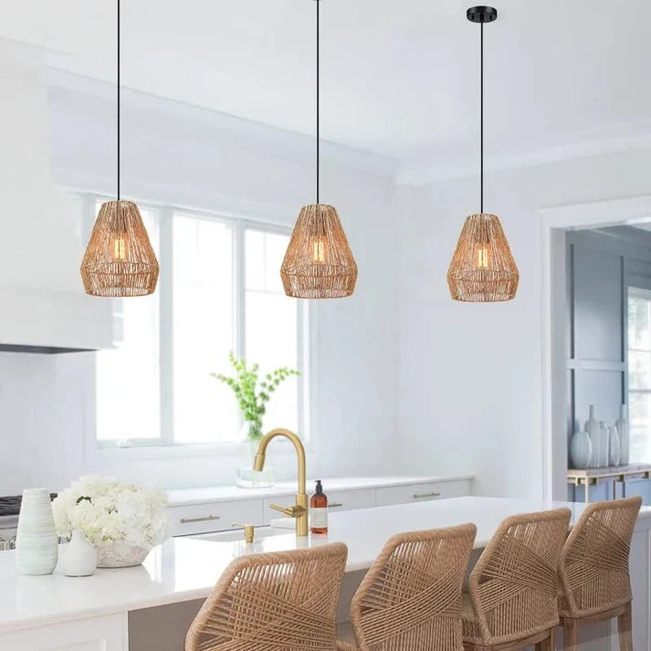 Seagrass Pendant Light for Dining Room | Woven Hanging Lamp - Alvina