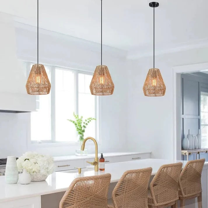 Seagrass Pendant Light for Living Room | Woven Hanging Lamp - Ruby