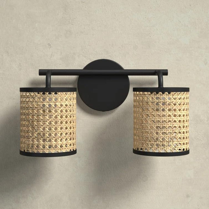 Wicker Wall Light for Living Room | Bamboo Wall Lamp - Azure