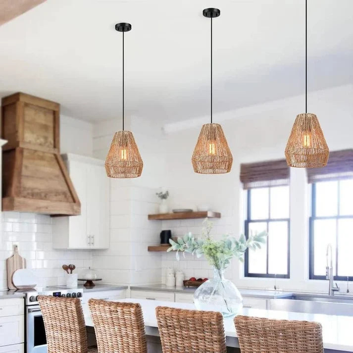 Seagrass Pendant Light for Living Room | Woven Hanging Lamp - Ruby