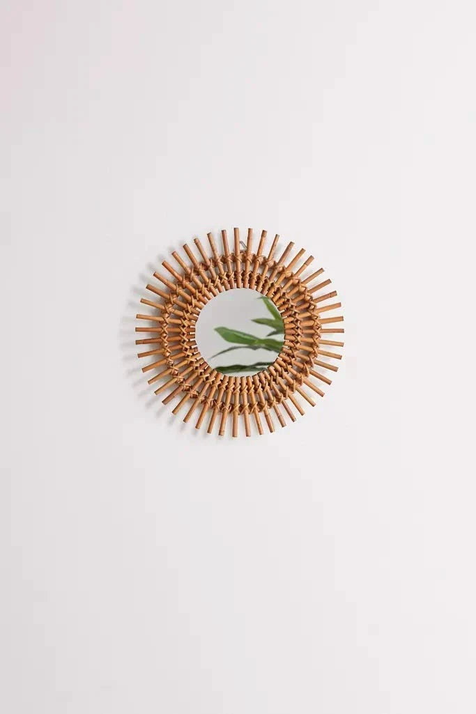 Rattan Wall Mirror for Living Room - Fintain
