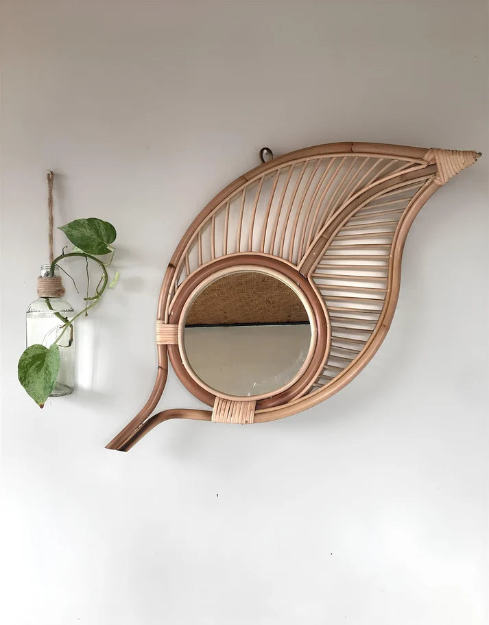 Rattan Wall Mirror for Living Room - Kaia