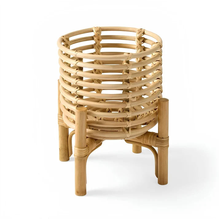 Rattan Planter with Stand | Bamboo Plant Pot in 5 Sizes - Pryorson