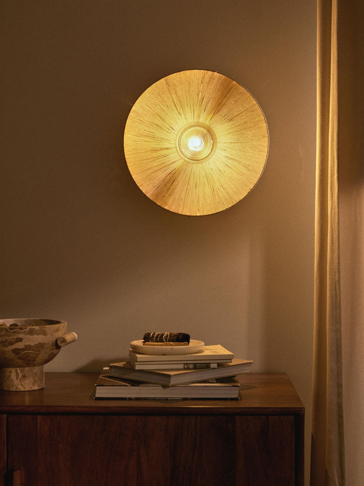 Raffia Wall Lamp for Living Room | Metal Wall Light - Orlan