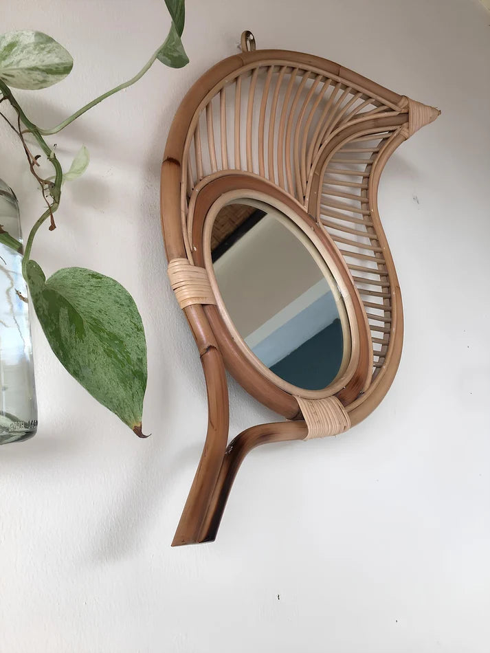 Rattan Wall Mirror for Living Room - Kaia