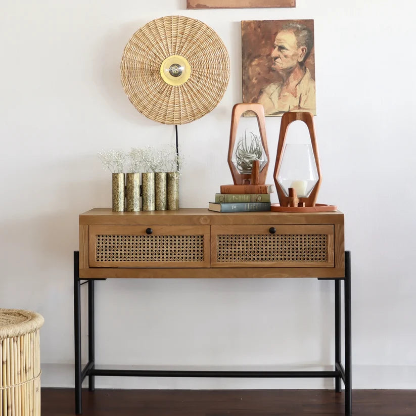 Jute Wall Lamp for Hallway | Bamboo Wall Sconce- Baxter