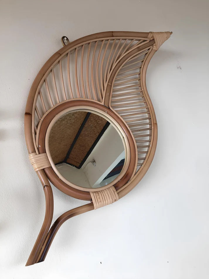 Rattan Wall Mirror for Living Room - Kaia