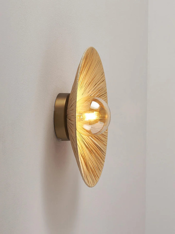Raffia Wall Lamp for Living Room | Metal Wall Light - Orlan