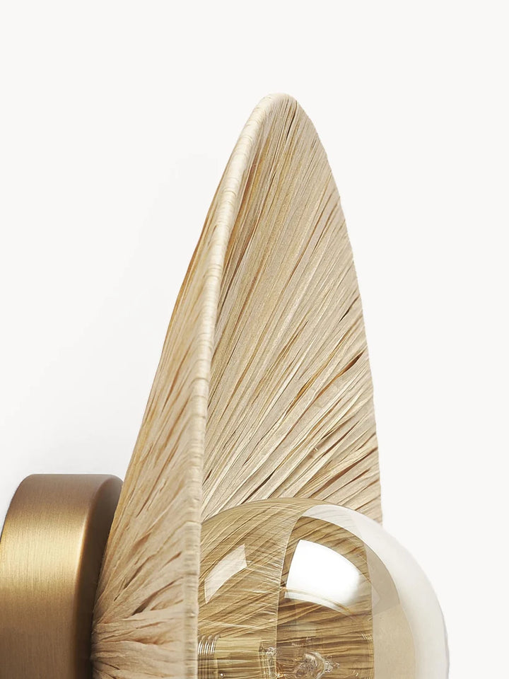 Raffia Wall Lamp for Living Room | Metal Wall Light - Orlan