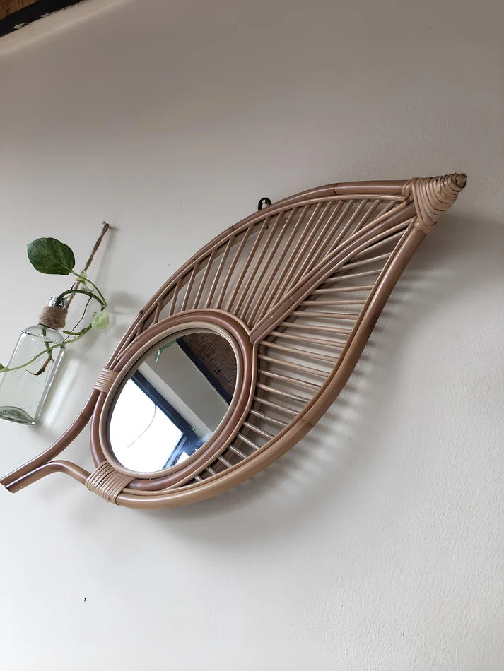Rattan Wall Mirror for Living Room - Kaia