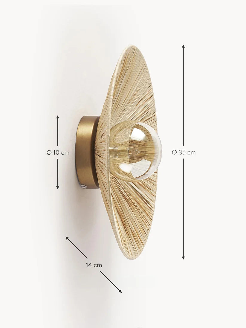 Raffia Wall Lamp for Living Room | Metal Wall Light - Orlan