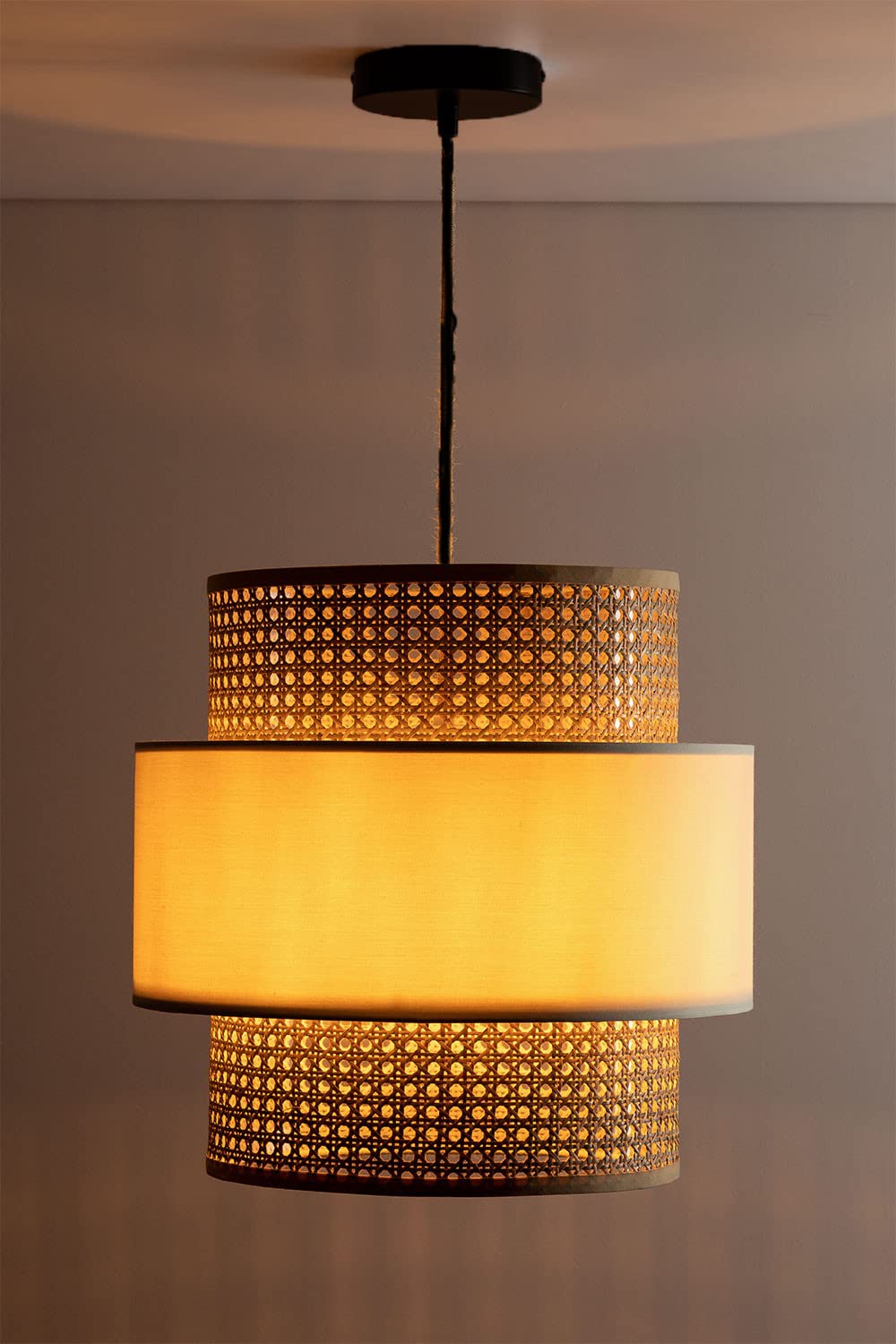Bamboo Ceiling Light for Living Room 14 Inch - Agata by Luxury Rattan Handicrafts 
