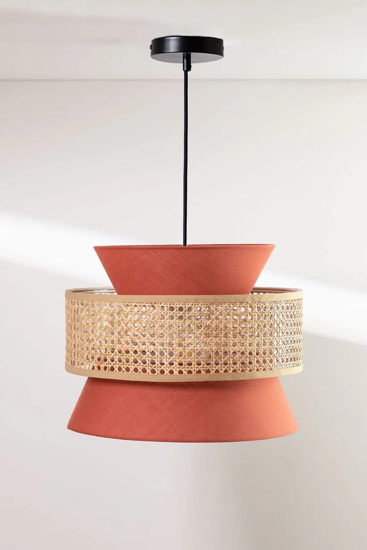 Bamboo Ceiling Light for Dining Room | Rattan Flush Mount Lamp - Aiden
