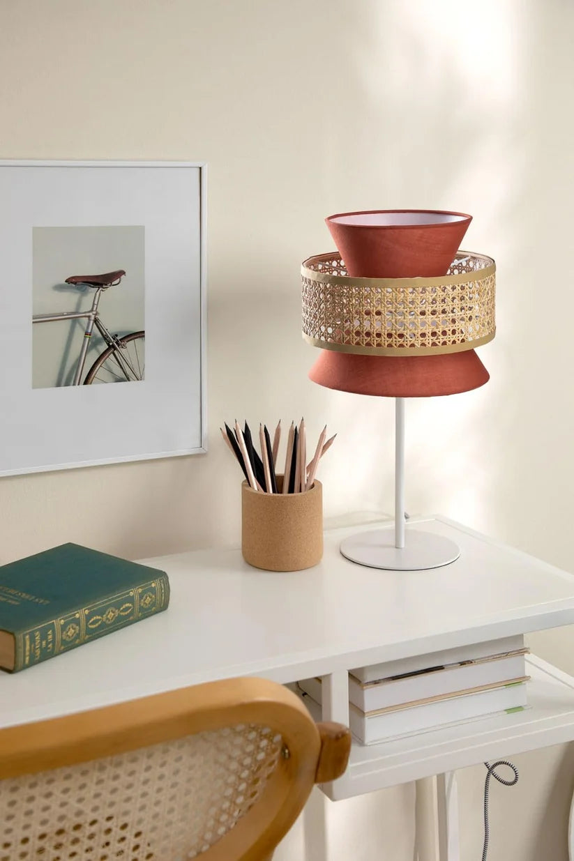 Wicker Table Lamp for Home | Handmade Rattan Study Lamp - Amber