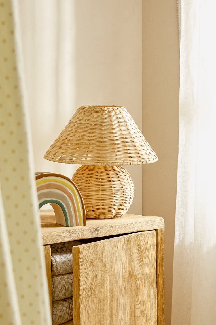 Rattan Table Lamp for Living Room | Bamboo Bedside Table Lamp - Adair