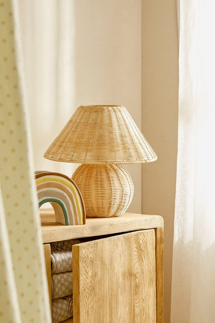 Rattan Table Lamp for Living Room | Bamboo Bedside Table Lamp - Adair