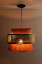 Bamboo Ceiling Light for Dining Room | Rattan Flush Mount Lamp - Aiden