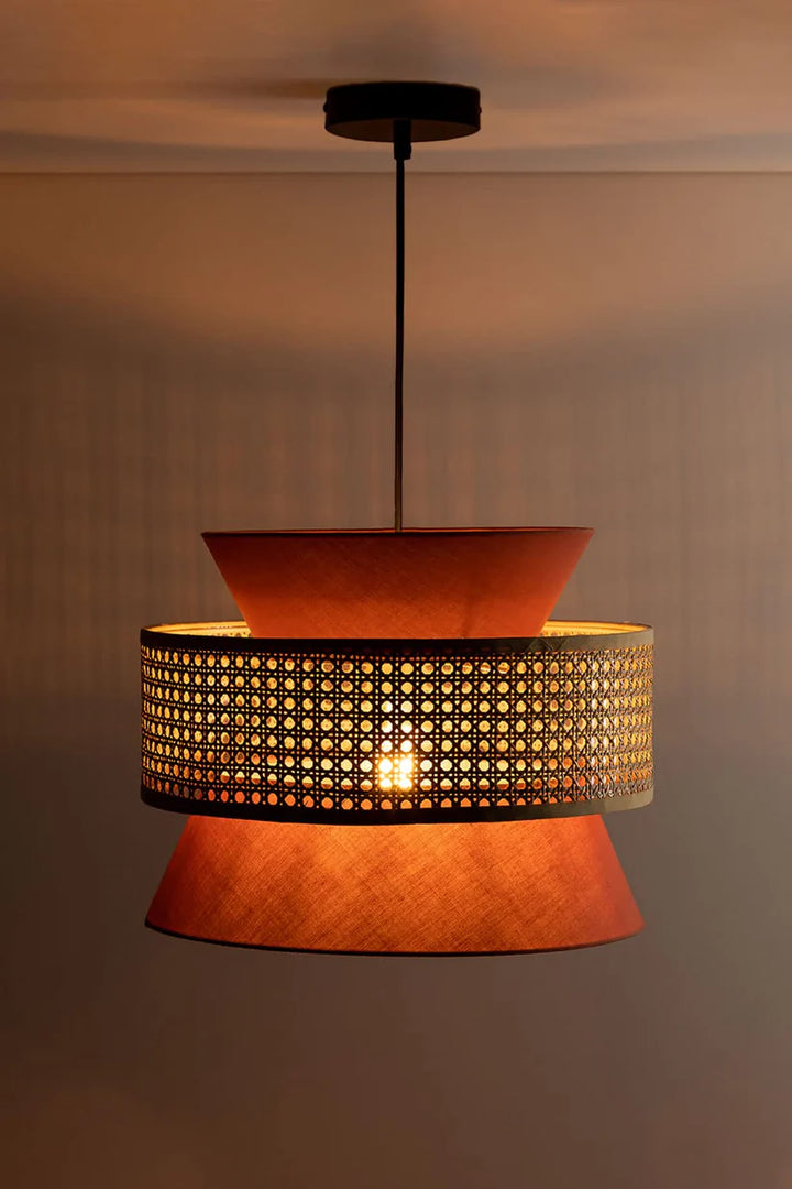 Bamboo Ceiling Light for Dining Room | Rattan Flush Mount Lamp - Aiden