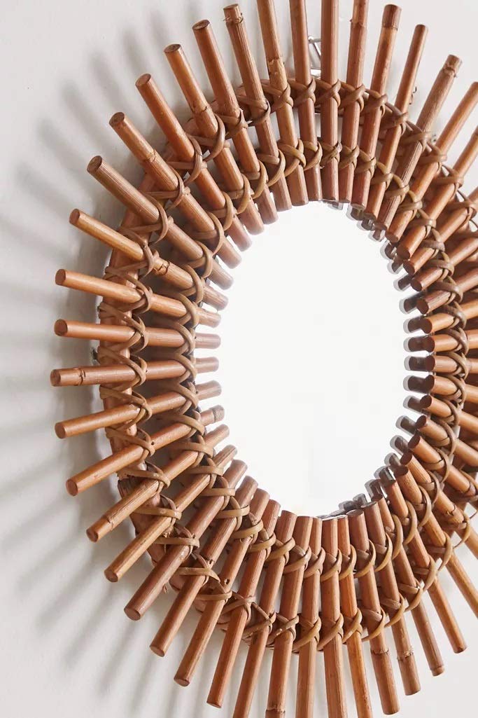 Rattan Wall Mirror for Living Room - Fintain