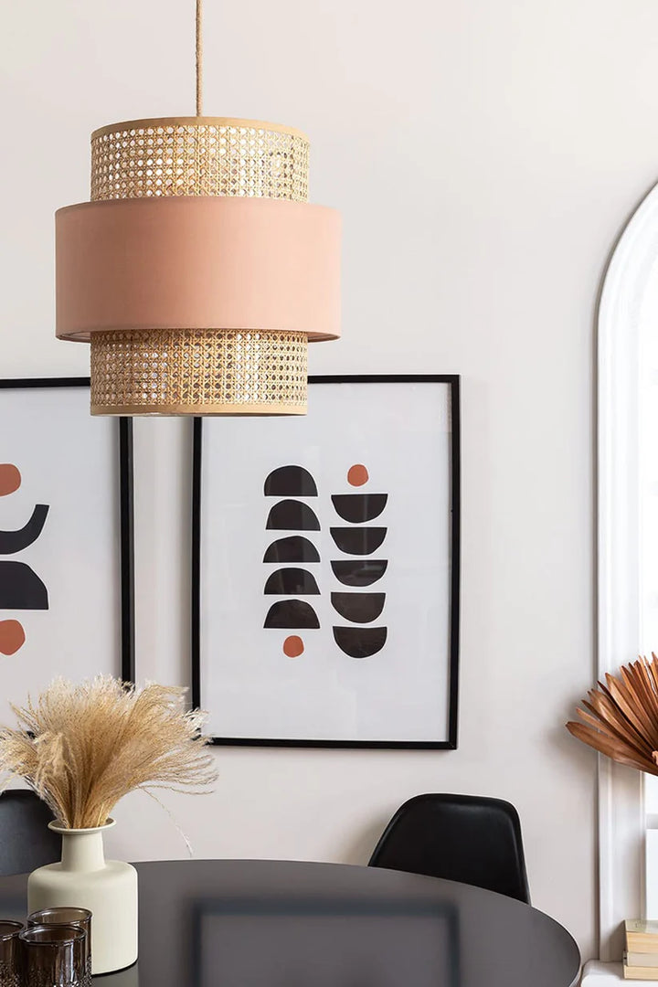 Bamboo Ceiling Light for Kitchen | Rattan Flush Mount Lamp - Addison