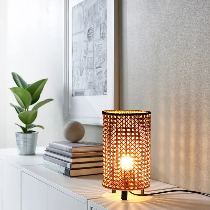 Rattan Table lamp for Living room | Bamboo Bedside table lamp | Cane Table lamp -Adina