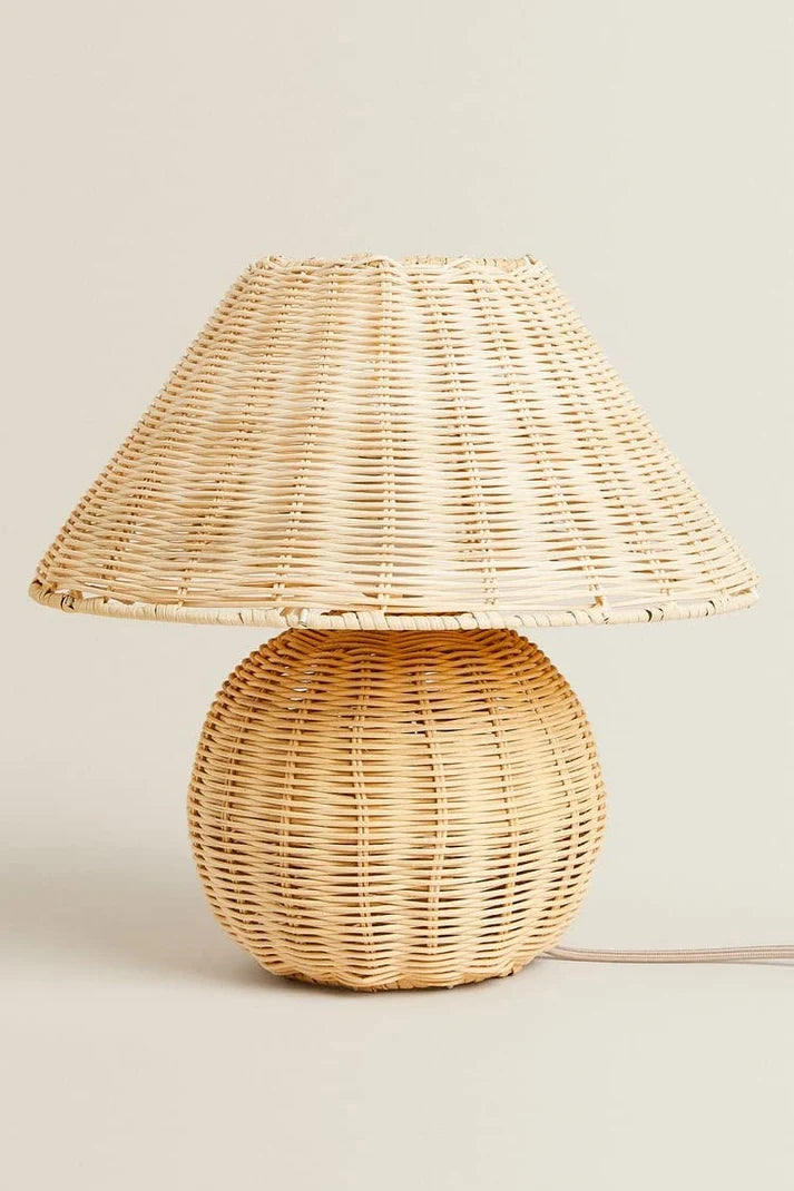 Rattan Table Lamp for Living Room | Bamboo Bedside Table Lamp - Adair