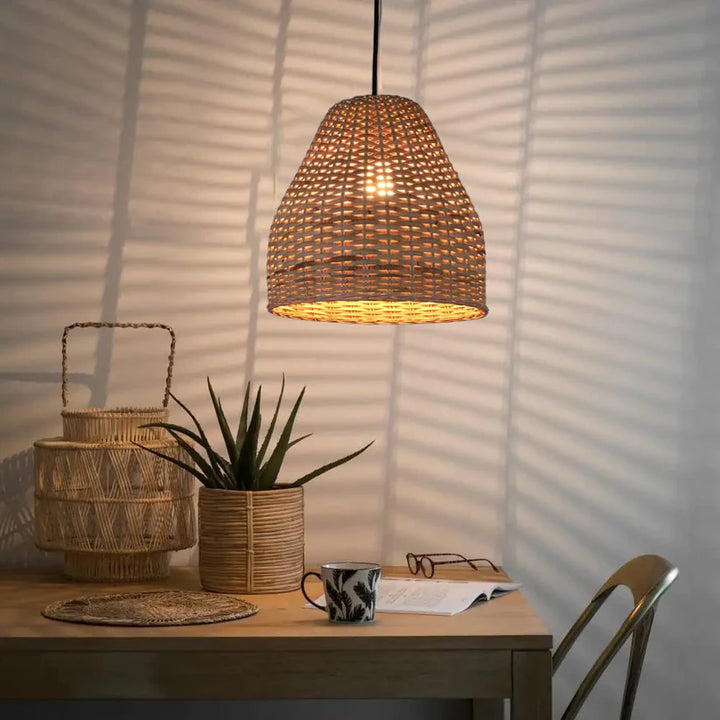 Bamboo Hanging Light for Hallway | Rattan Pendant Lamp - Asher