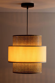 Bamboo Ceiling Light for Living Room | Rattan Flush Mount Lamp - Sutton