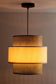 Bamboo Ceiling Light for Living Room | Rattan Flush Mount Lamp - Sutton