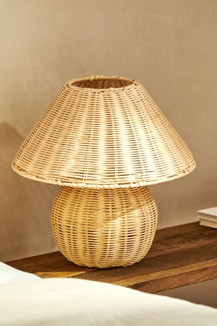 Rattan Table Lamp for Living Room | Bamboo Bedside Table Lamp - Adair