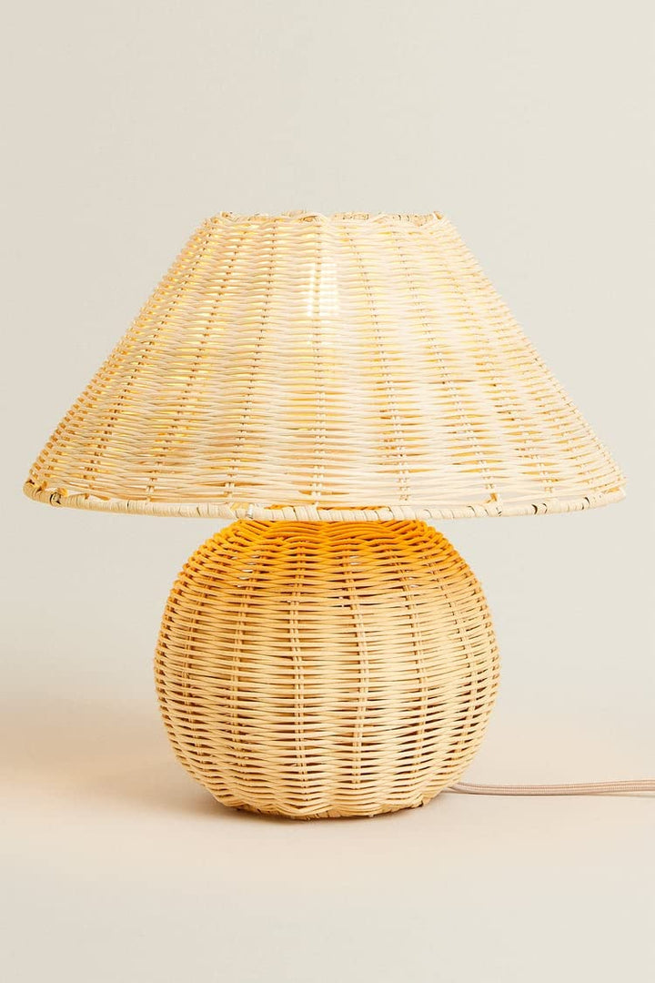 Rattan Table Lamp for Living Room | Bamboo Bedside Table Lamp - Adair