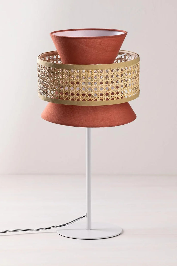 Wicker Table Lamp for Home | Handmade Rattan Study Lamp - Amber