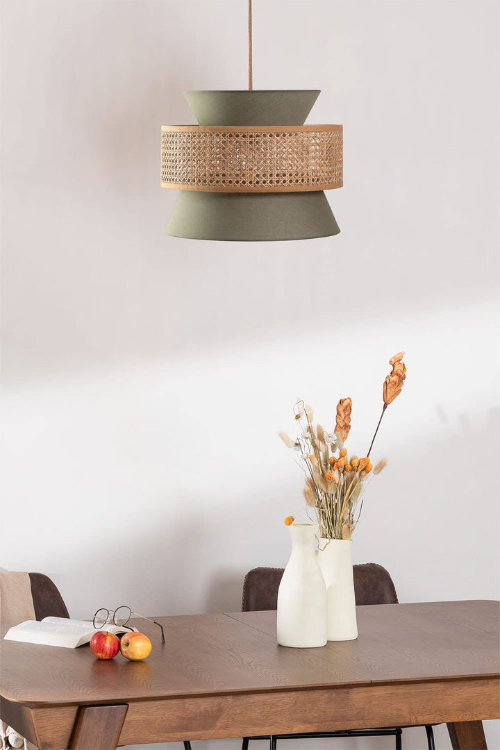 Bamboo Ceiling Light for Living Room | Rattan Flush Mount Lamp - Amelia
