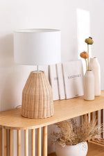 Rattan Table lamp for Living room | Bamboo Bedside table lamp | Cane Table lamp -Asuka by Luxury Rattan Handicrafts 