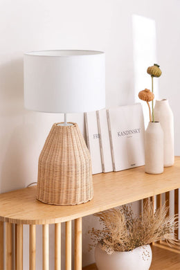 Rattan Table lamp for Living room | Bamboo Bedside table lamp | Cane Table lamp -Asuka by Luxury Rattan Handicrafts 