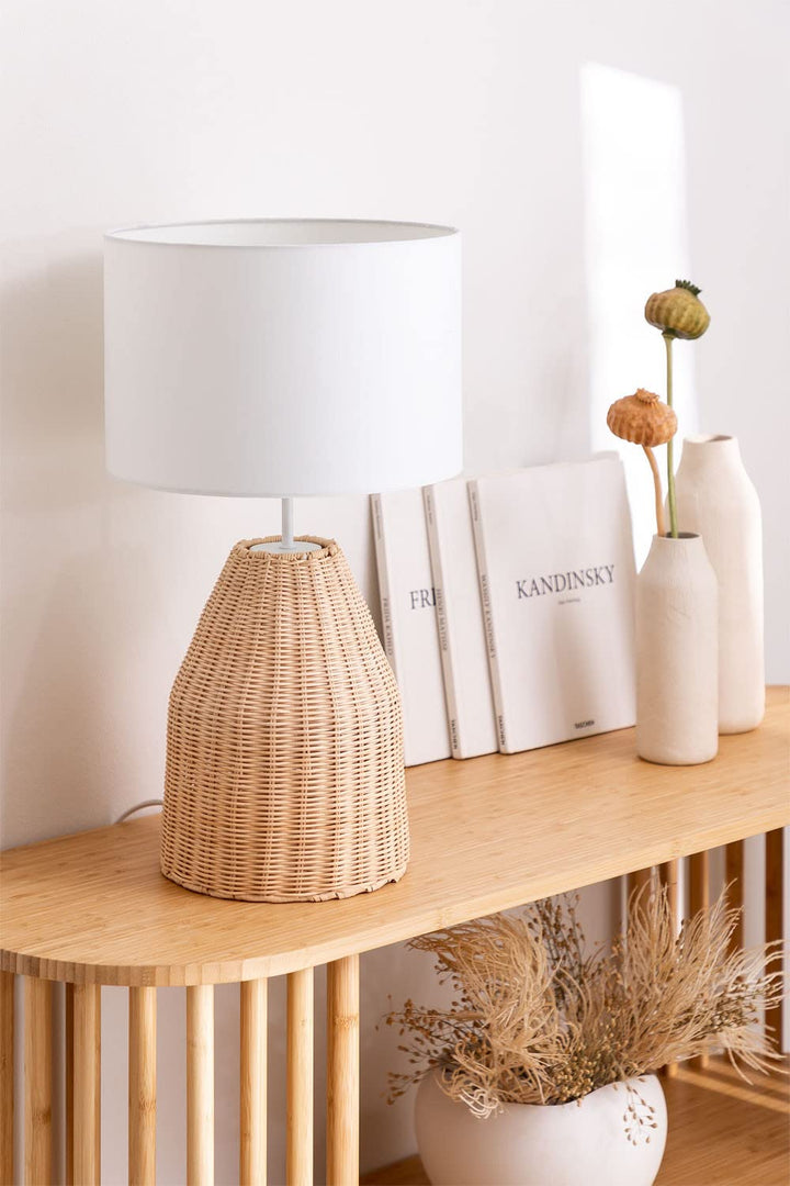 Rattan Table lamp for Living room | Bamboo Bedside table lamp | Cane Table lamp -Asuka by Luxury Rattan Handicrafts 