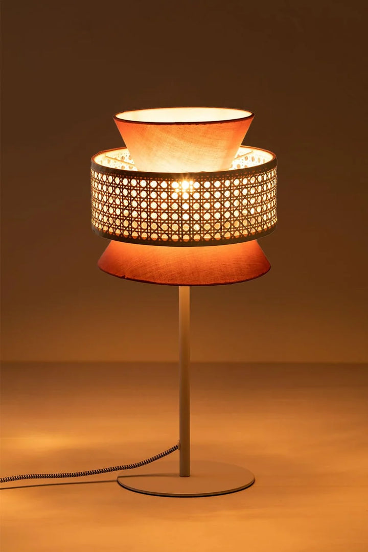 Wicker Table Lamp for Home | Handmade Rattan Study Lamp - Amber