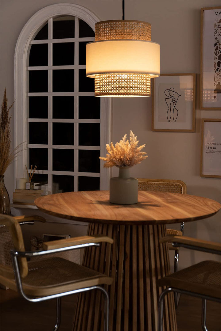 Bamboo Ceiling Light for Living Room 14 Inch - Agata by Luxury Rattan Handicrafts 