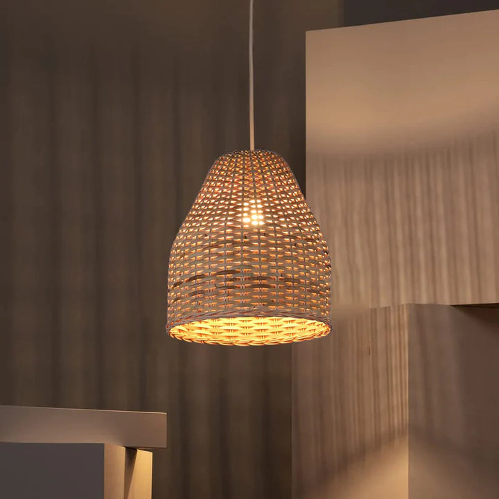 Bamboo Hanging Light for Hallway | Rattan Pendant Lamp - Asher