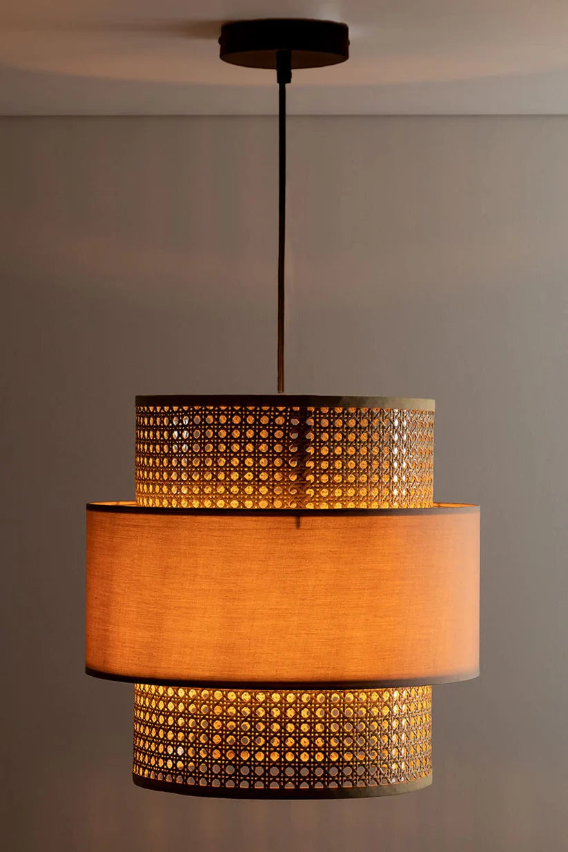 Bamboo Ceiling Light for Kitchen | Rattan Flush Mount Lamp - Addison