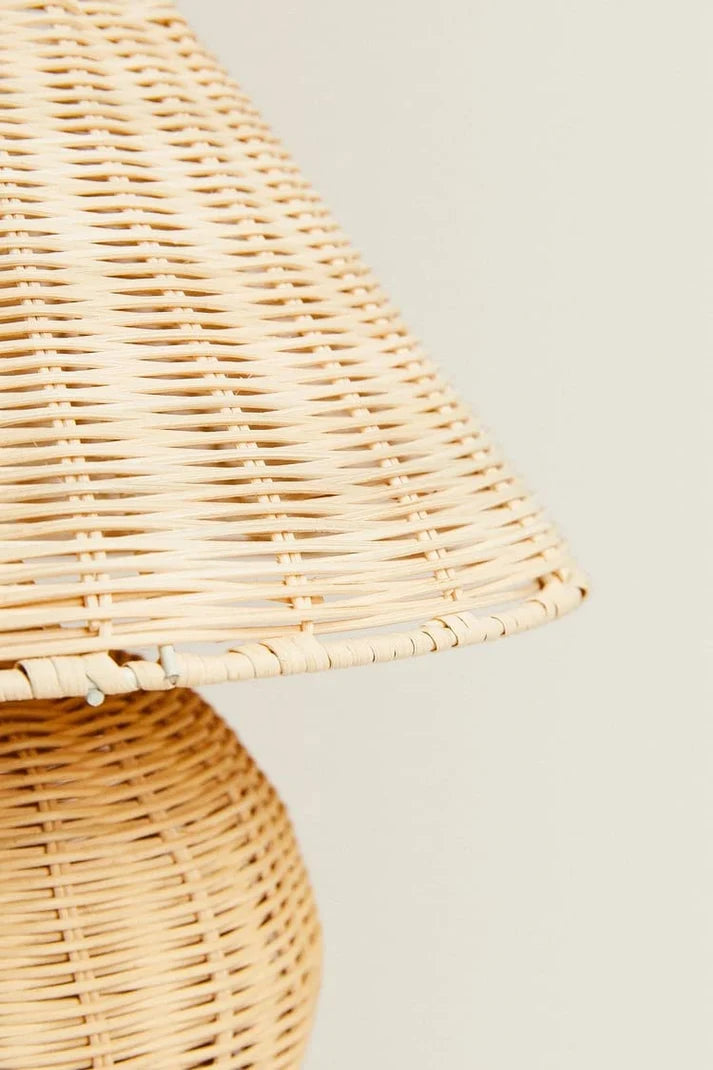 Rattan Table Lamp for Living Room | Bamboo Bedside Table Lamp - Adair