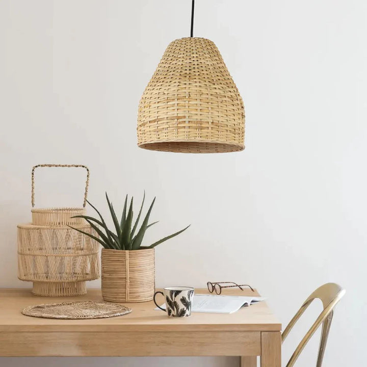 Bamboo Hanging Light for Hallway | Rattan Pendant Lamp - Asher