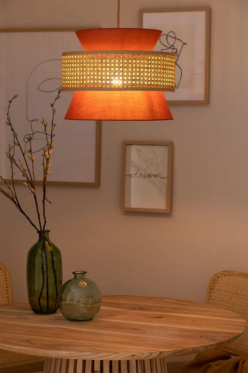 Bamboo Ceiling Light for Dining Room | Rattan Flush Mount Lamp - Aiden