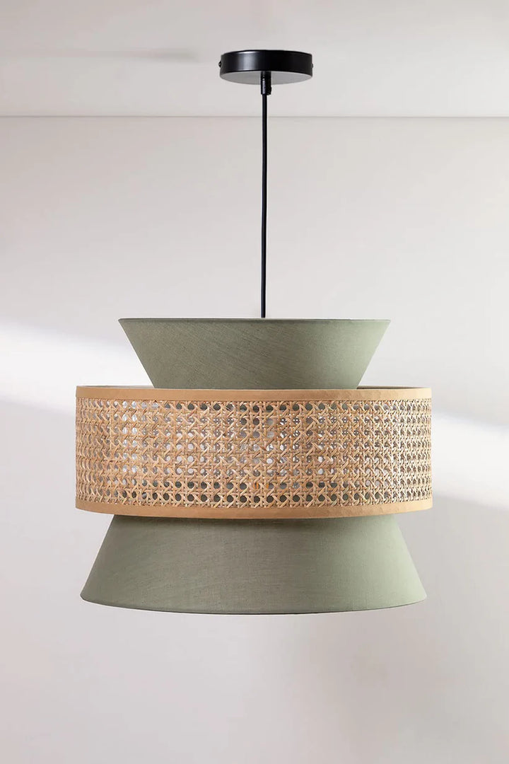 Bamboo Ceiling Light for Living Room | Rattan Flush Mount Lamp - Amelia
